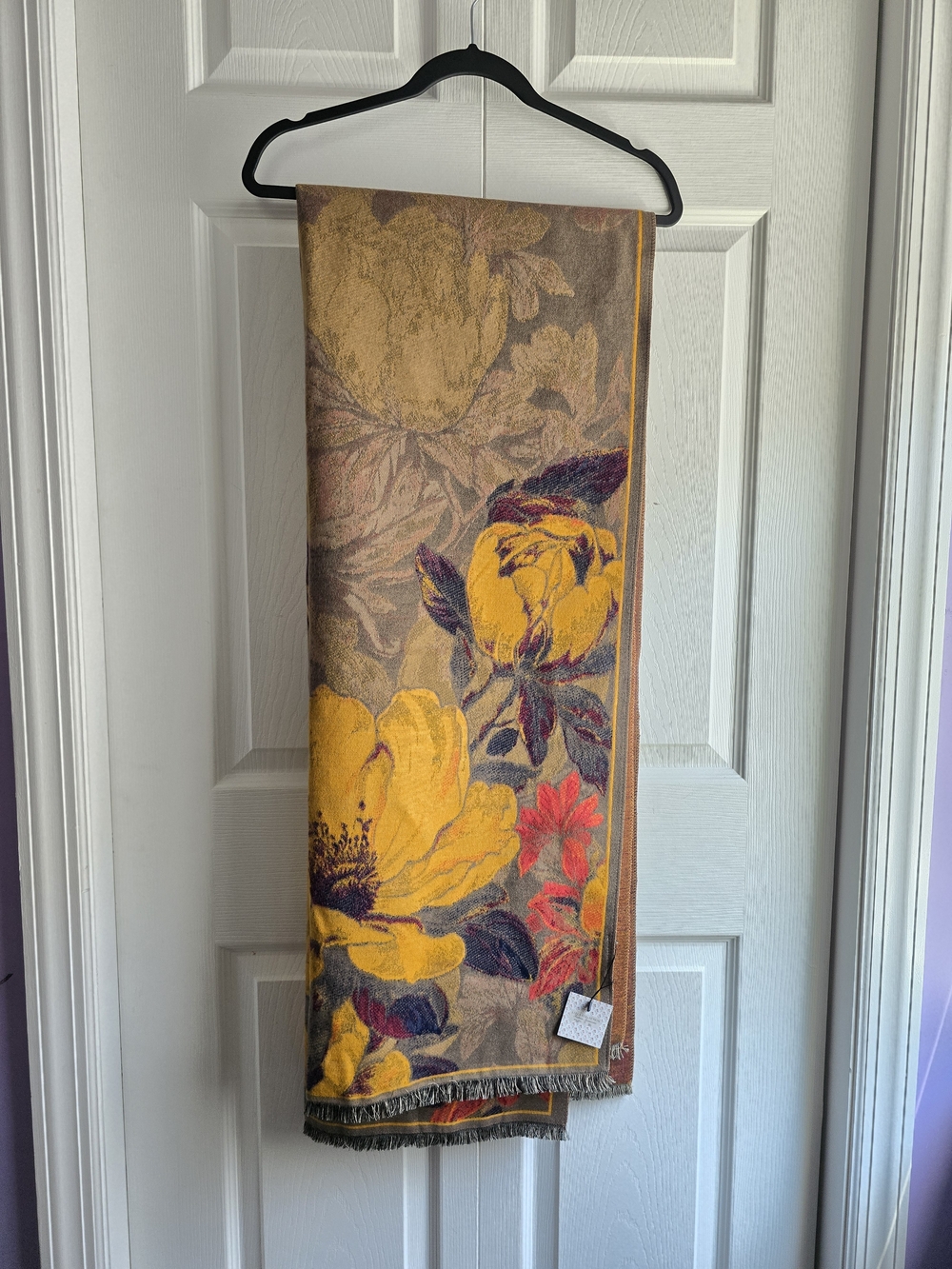 Lulla Collection Yellow And Orange Floral Reversible Scarf L 74in W 27.5in